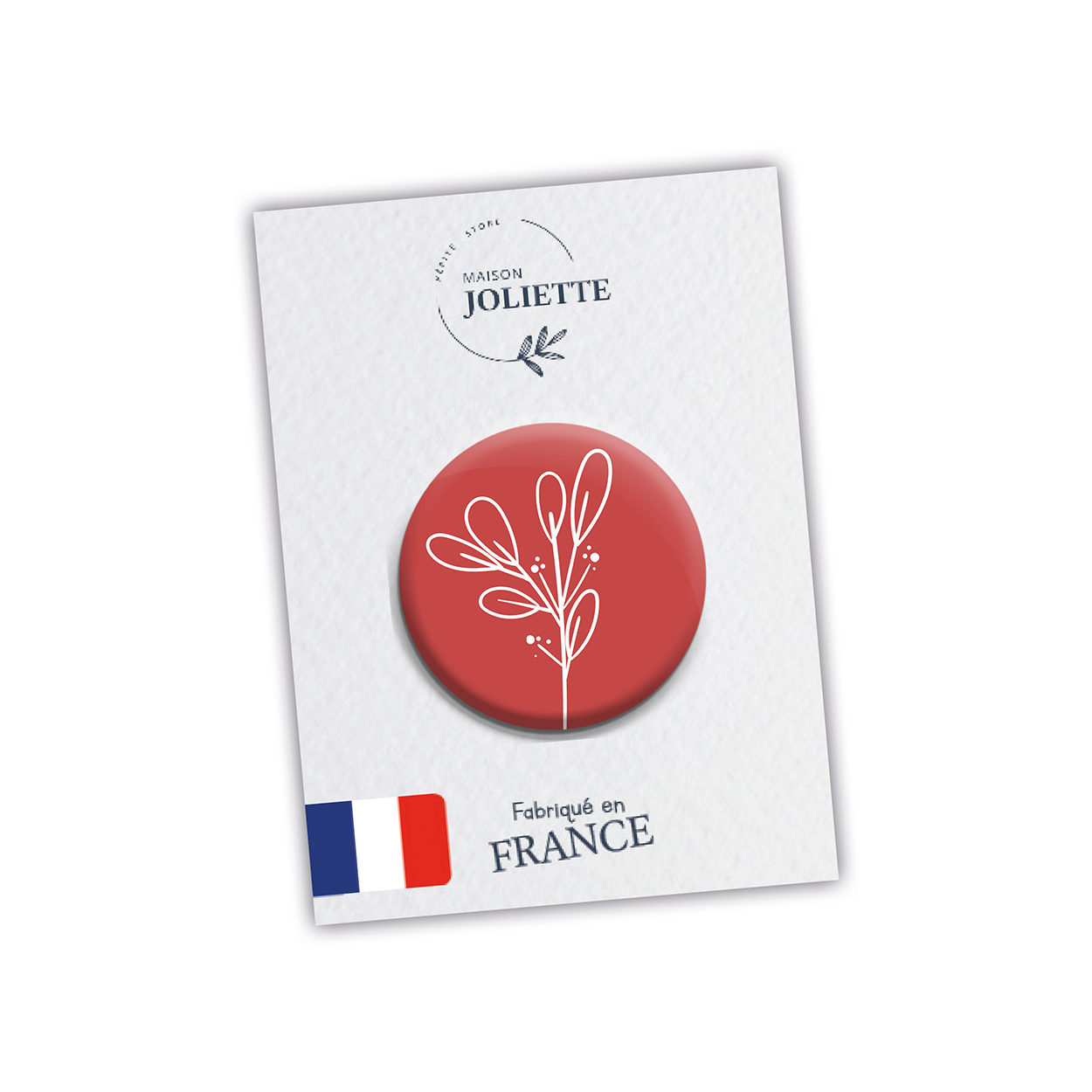 maison-joliette-badges-fleur-fond-rouge-button-32-mm-rote-blume image 2