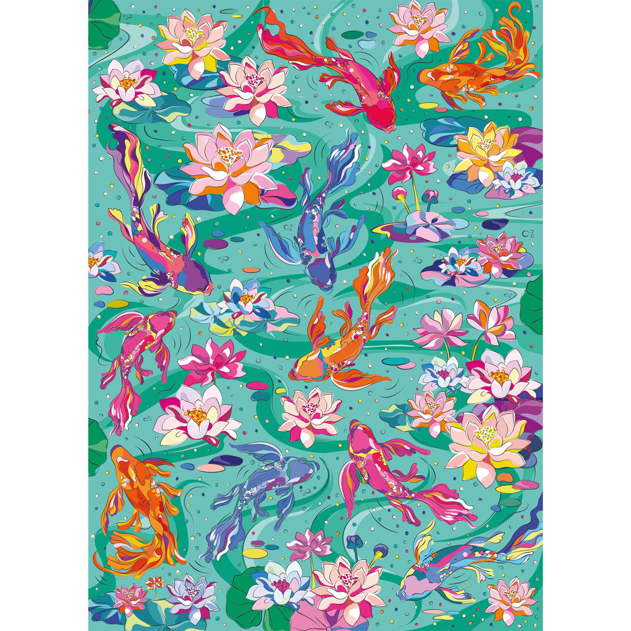 gibsons-tranquil-waters-puzzle-1000-teile-koi-teich image 4
