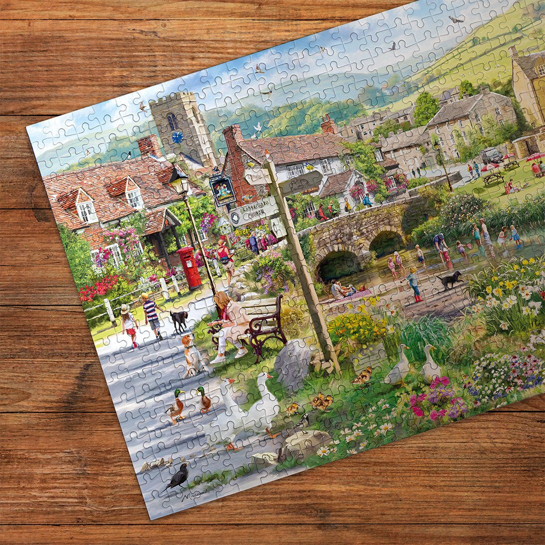 gibsons-puddle-ducks-paddling-puzzle-500-teile-dorf image 3