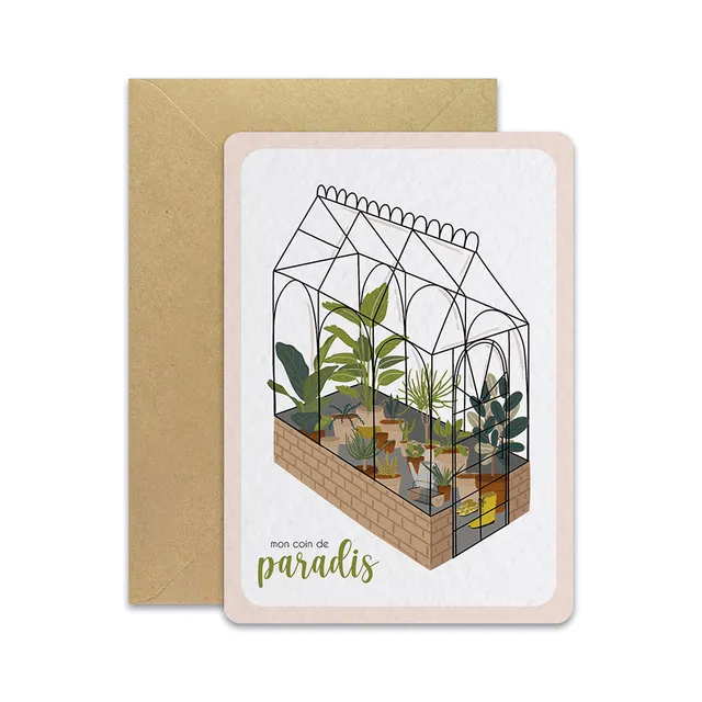 maison-joliette-jardin-secret-serre-postkarte-mit-kraft-umschlag image 1
