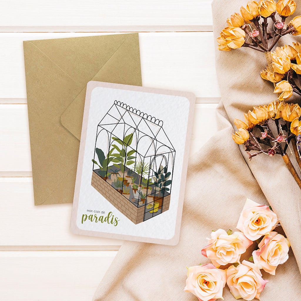 maison-joliette-jardin-secret-serre-postkarte-mit-kraft-umschlag image 3