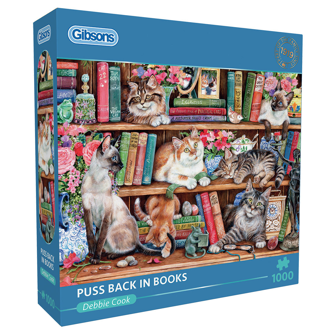 gibsons-puss-back-in-books-puzzle-1000-teile-katzen image 1
