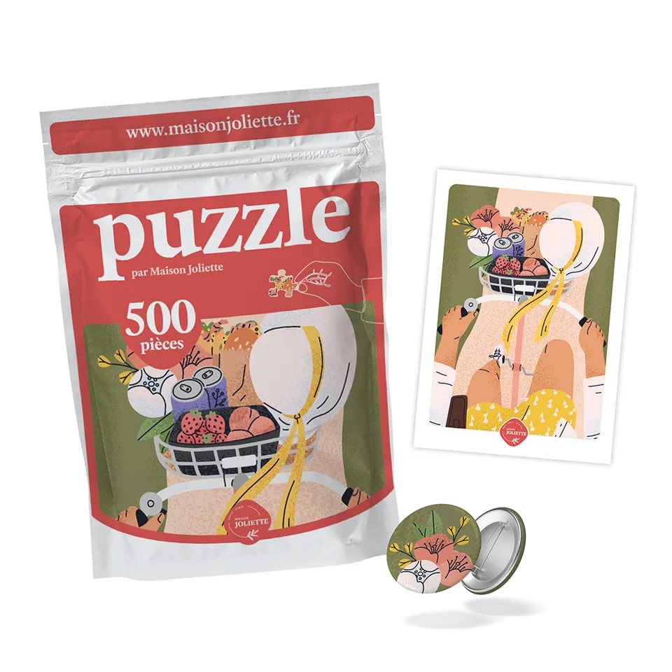 maison-joliette-a-bicyclette-puzzle-set-500-teile-mit-karte image 1