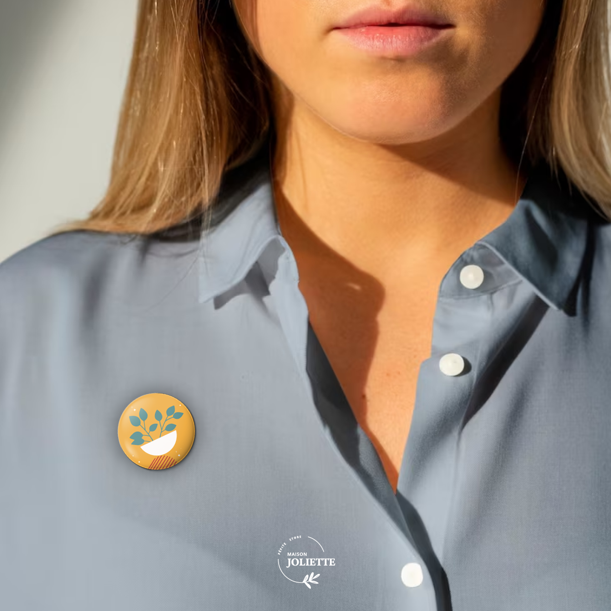 maison-joliette-badges-vase-jaune-button-32-mm-matt-samt image 4