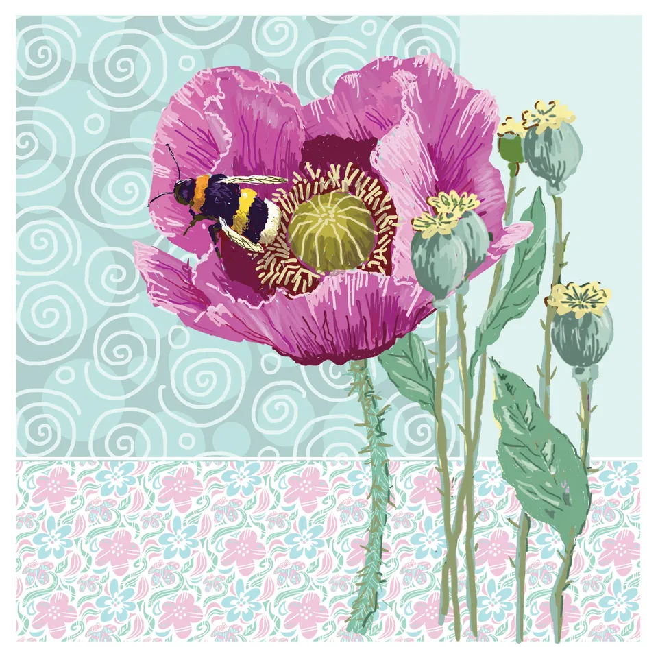 gibsons-poppy-bee-grusskarte-150x150mm-janice-daughters image 1