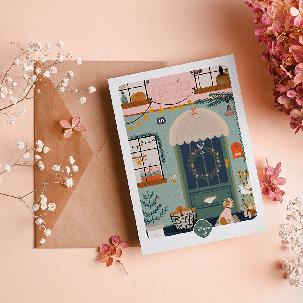 maison-joliette-porte-bonheur-postkarte-a6-mit-kraft-umschlag image 3