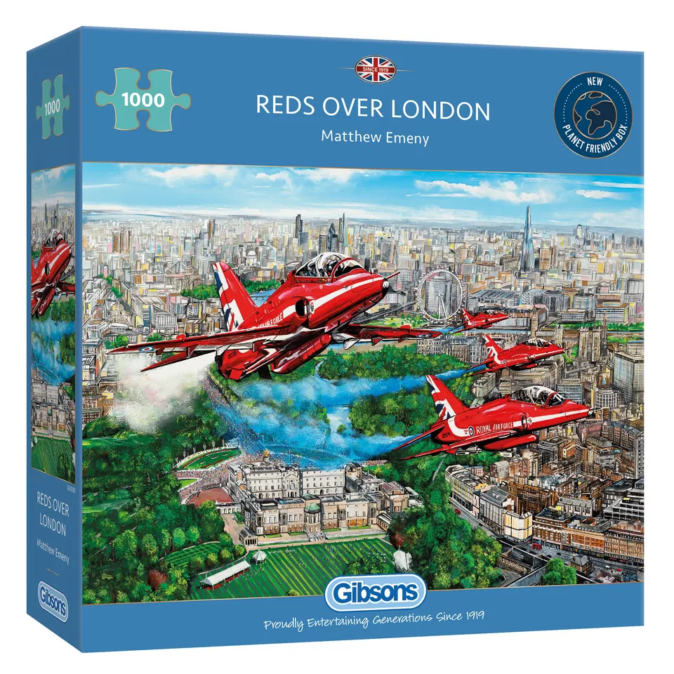 gibsons-traditional-reds-over-london-puzzle-1000-teile-flugzeuge image 1