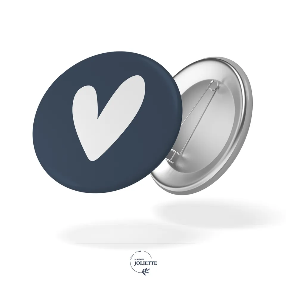 maison-joliette-love-coeur-bleu-badge-blaues-herz-32-mm image 1