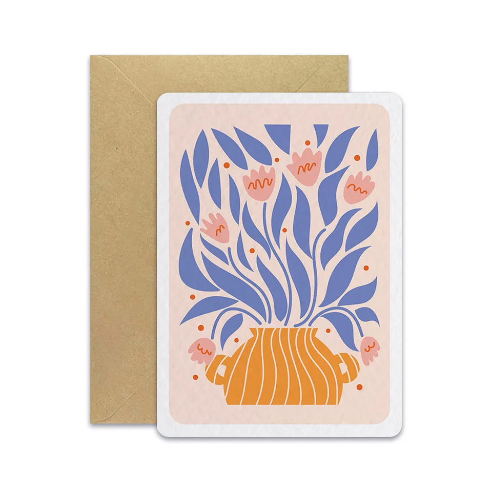 maison-joliette-floral-2-vase-orange-postkarte-blumen-10-5x14-8 image 1