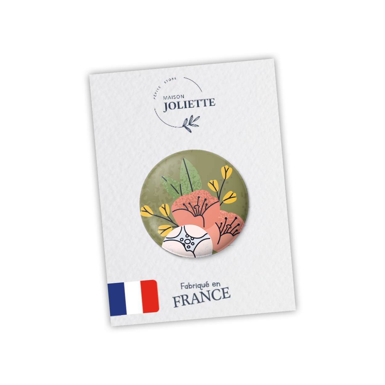 maison-joliette-a-bicyclette-fleurs-button-32-mm-matt-anstecker image 2