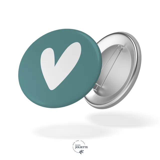 maison-joliette-badges-love-coeur-turquoise-button-32-mm-matt image 1
