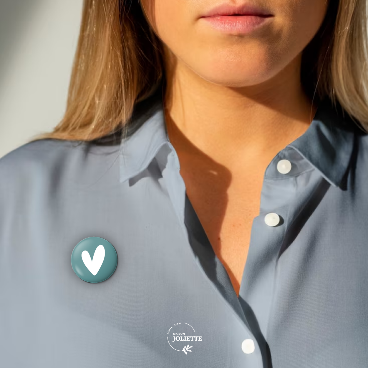 maison-joliette-badges-love-coeur-turquoise-button-32-mm-matt image 4
