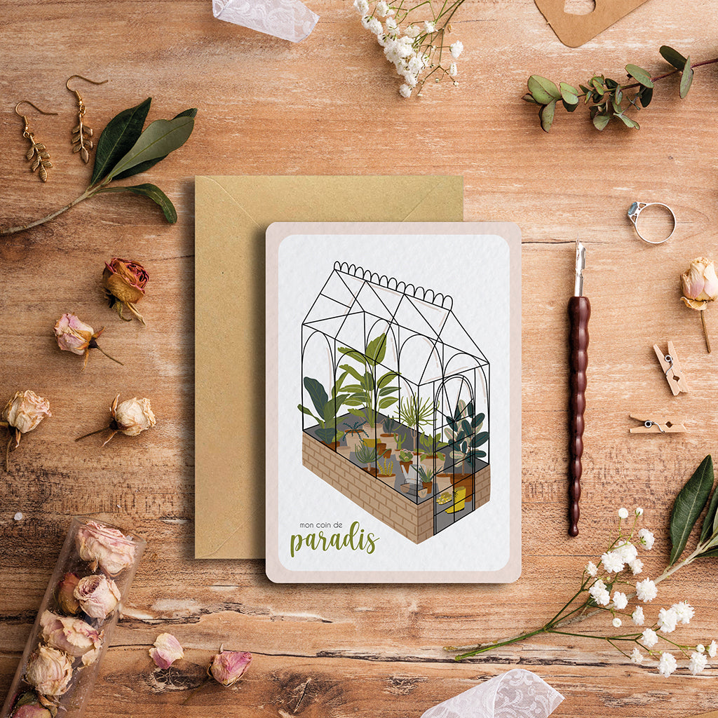 maison-joliette-jardin-secret-serre-postkarte-mit-kraft-umschlag image 4