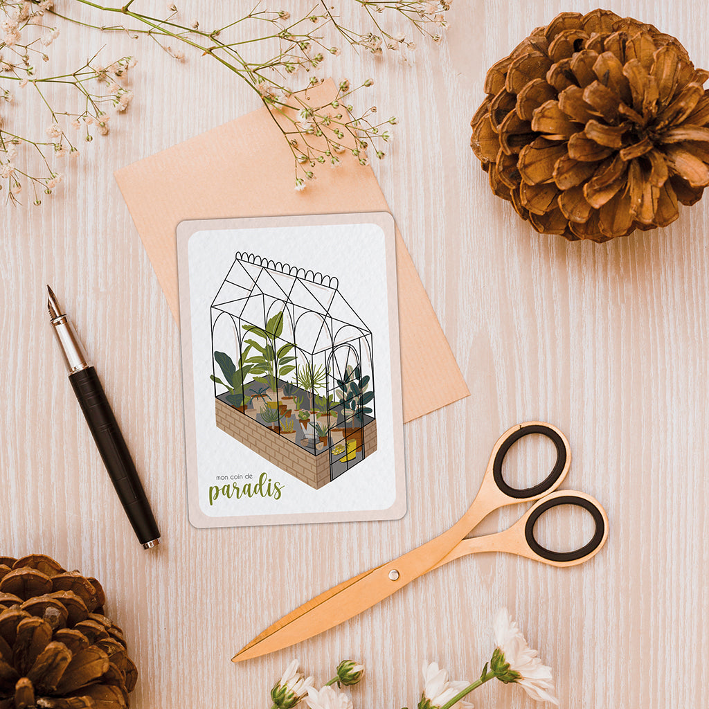 maison-joliette-jardin-secret-serre-postkarte-mit-kraft-umschlag image 5