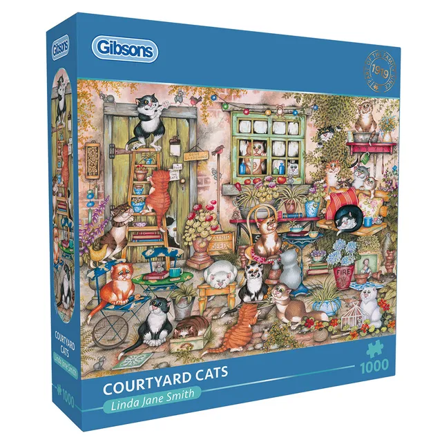 gibsons-courtyard-cats-puzzle-1000-teile-katzenmotiv image 1