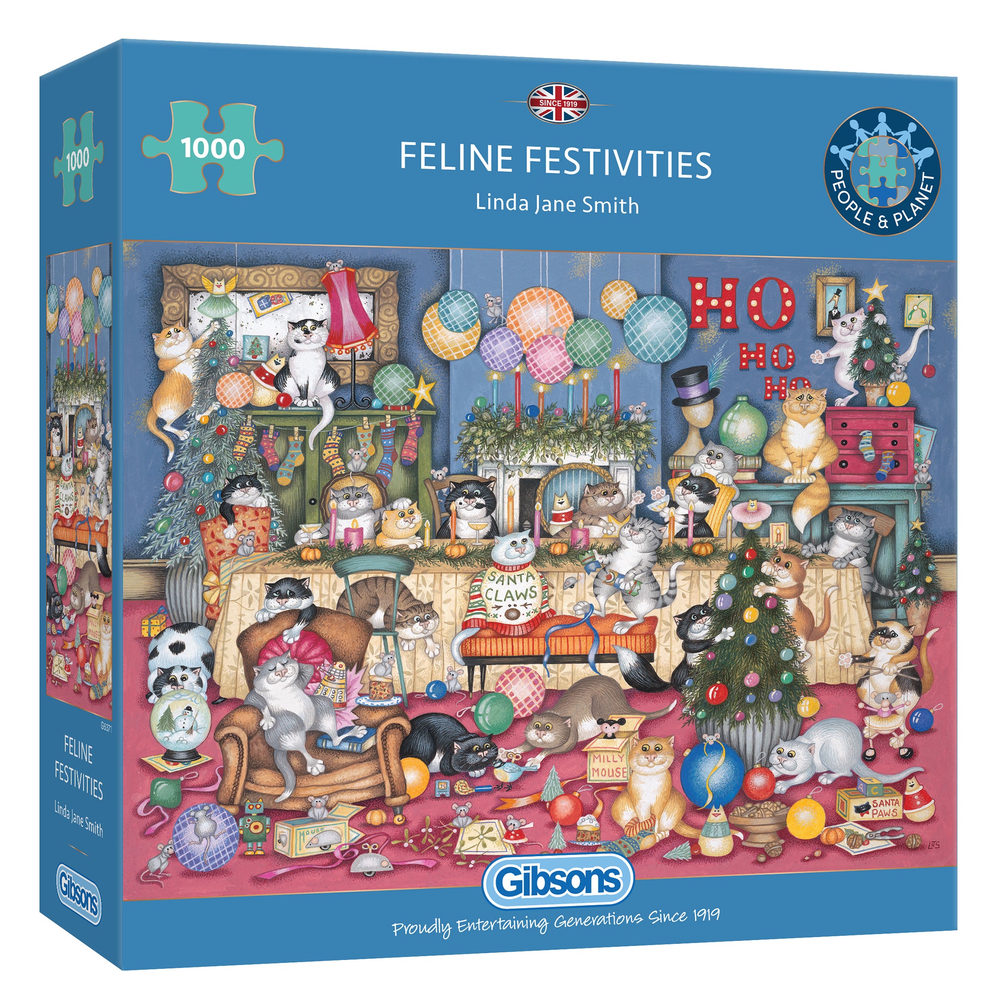 gibsons-feline-festivities-puzzle-1000-teile-katzen-weihnachten image 1
