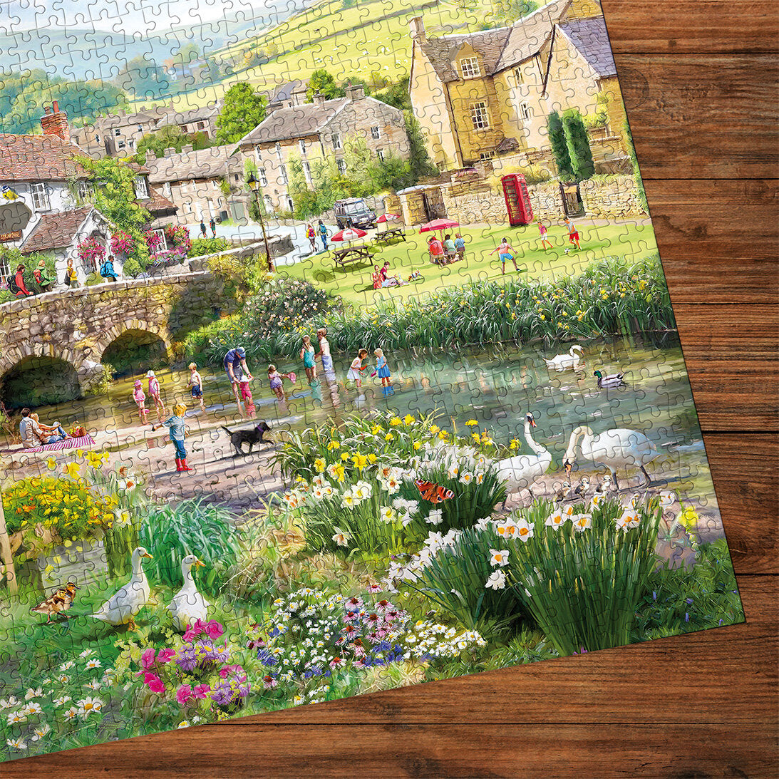 gibsons-puddle-ducks-paddling-puzzle-1000-teile-enten-dorf image 3