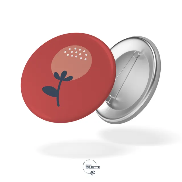 maison-joliette-badges-fleur-rouge-button-32mm-matt image 1