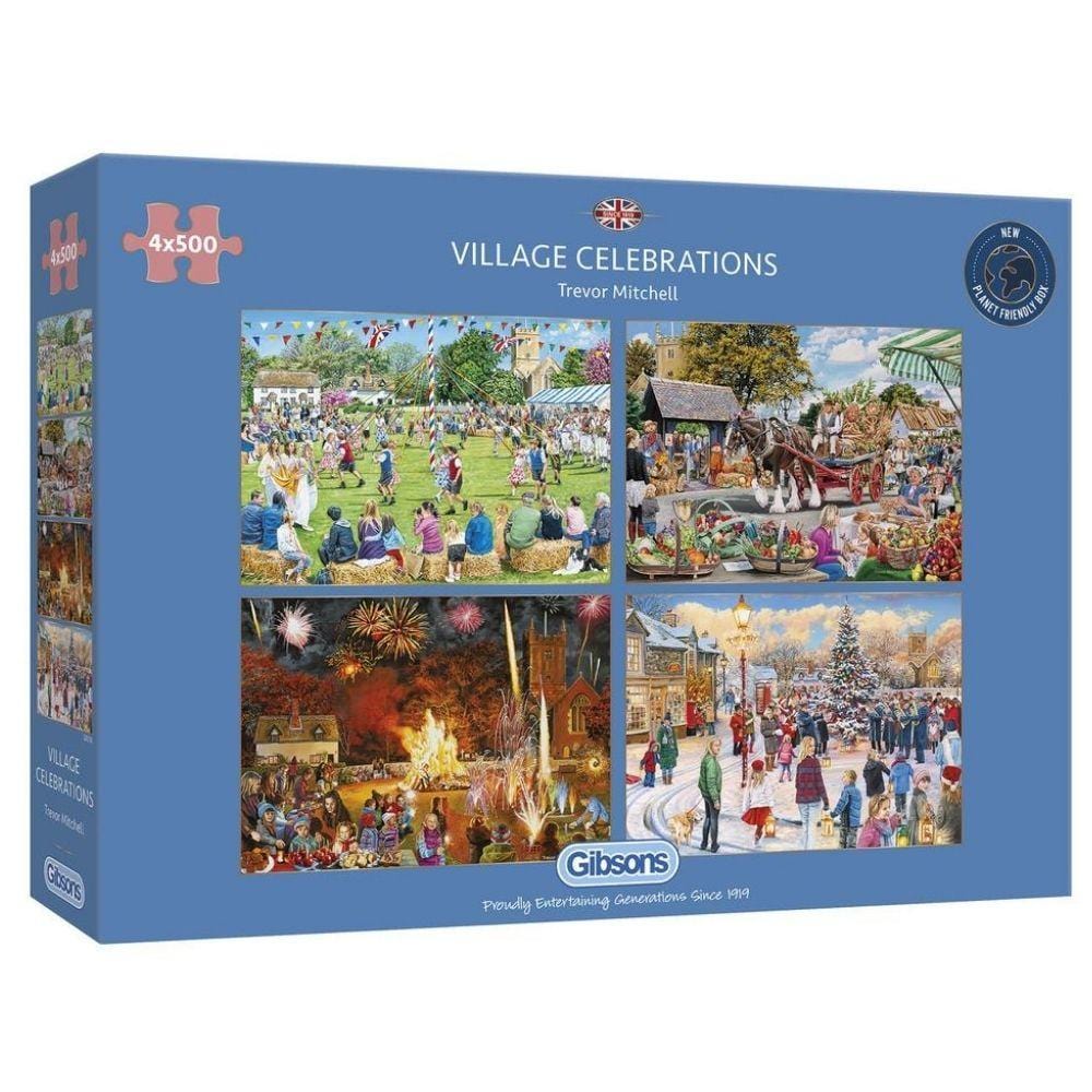 gibsons-village-celebrations-4x500-teile-puzzle-set-dorf image 1