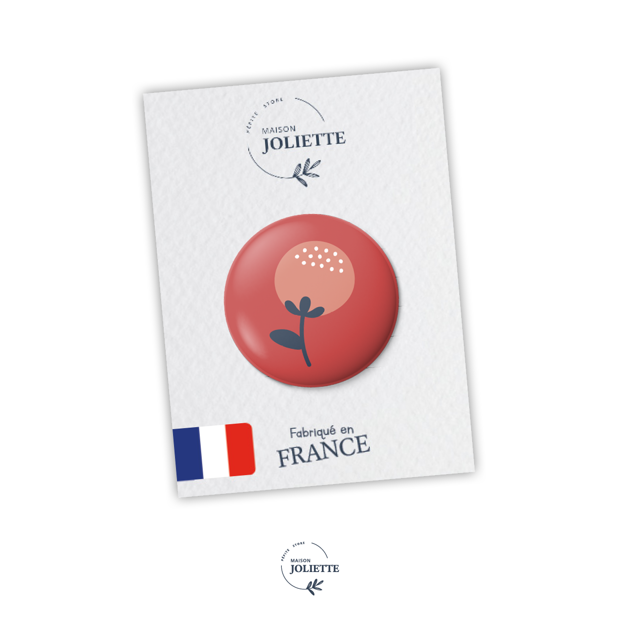 maison-joliette-badges-fleur-rouge-button-32mm-matt image 2