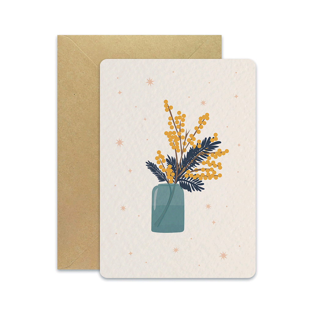 maison-joliette-mimosa-postkarte-a6-mit-kraft-umschlag image 1
