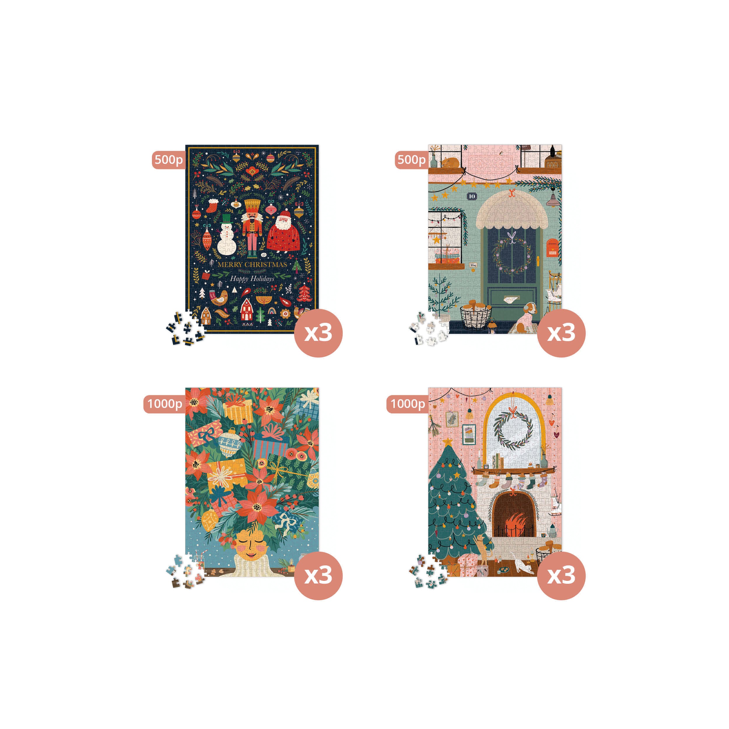 maison-joliette-puzzles-noel-puzzle-set-12-st-ck-500-1000-teile image 1