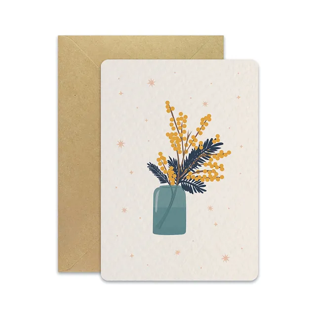 maison-joliette-mimosa-postkarte-a6-mit-kraft-umschlag image 1