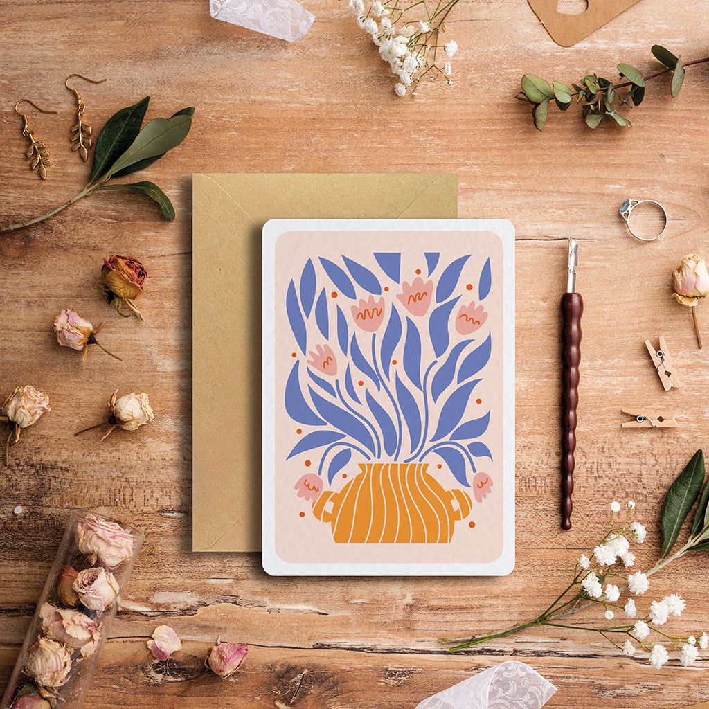 maison-joliette-floral-2-vase-orange-postkarte-blumen-10-5x14-8 image 4