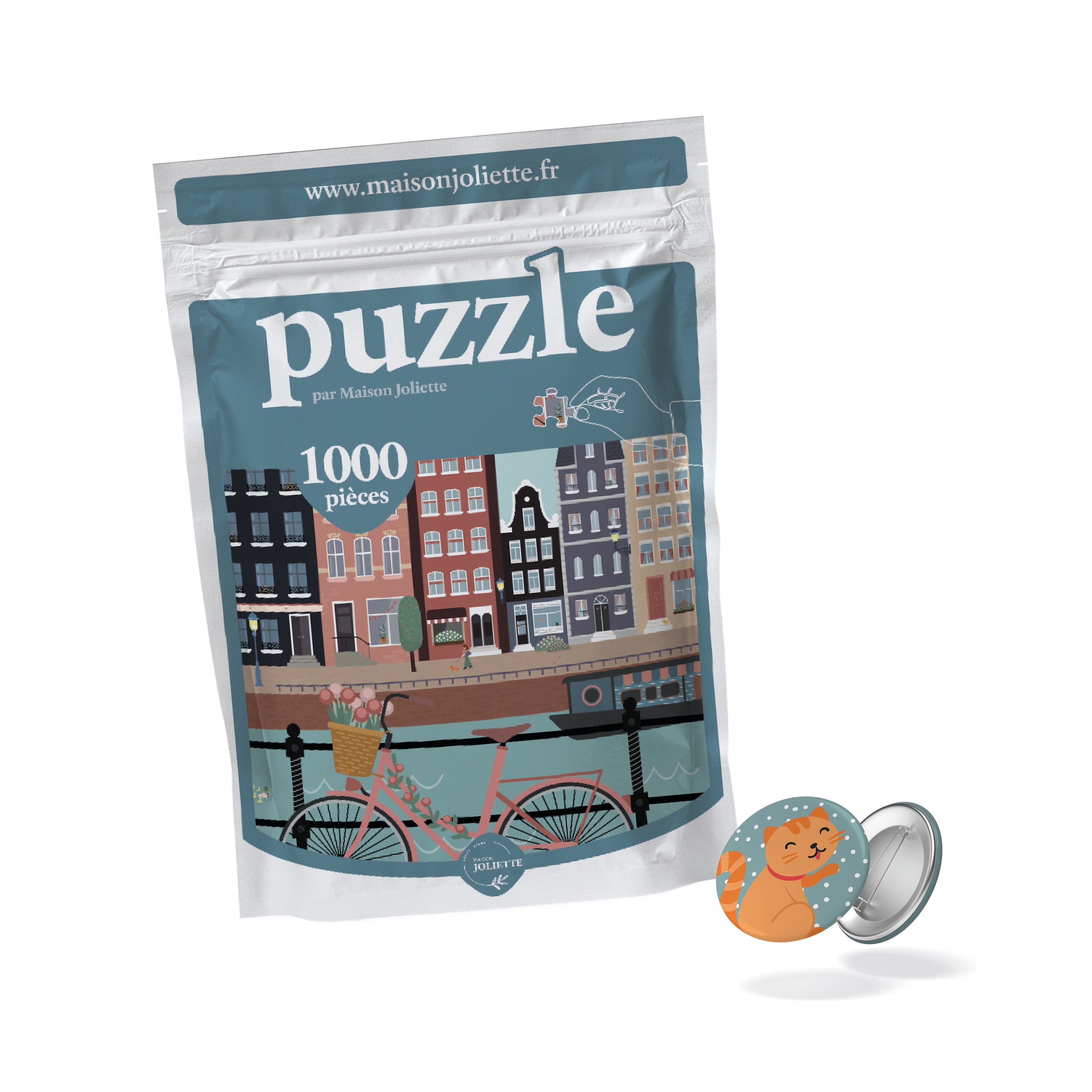 maison-joliette-les-p-tis-packs-p-dalons-puzzle-1000-teile-mit-badge image 1