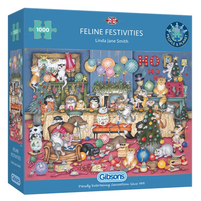 gibsons-feline-festivities-puzzle-1000-teile-katzen-weihnachten image 1