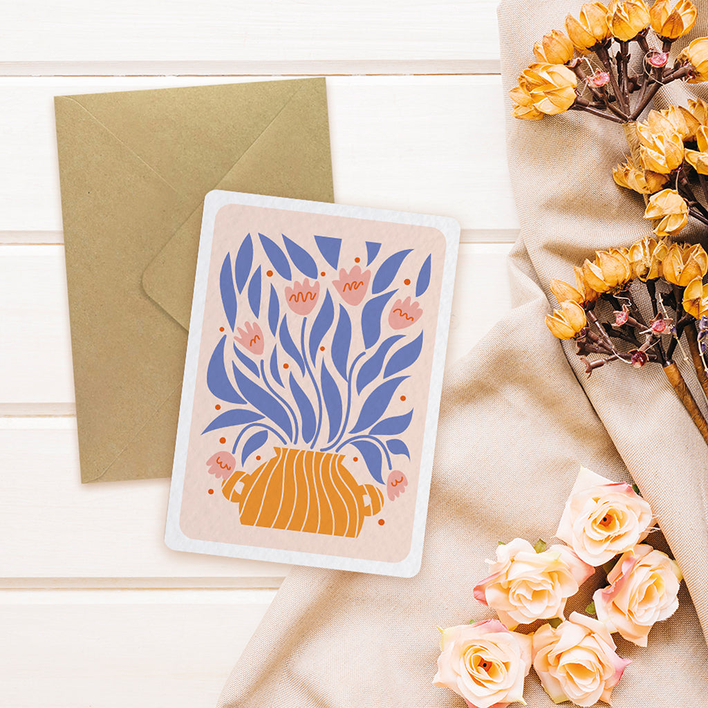 maison-joliette-floral-2-vase-orange-postkarte-blumen-10-5x14-8 image 3