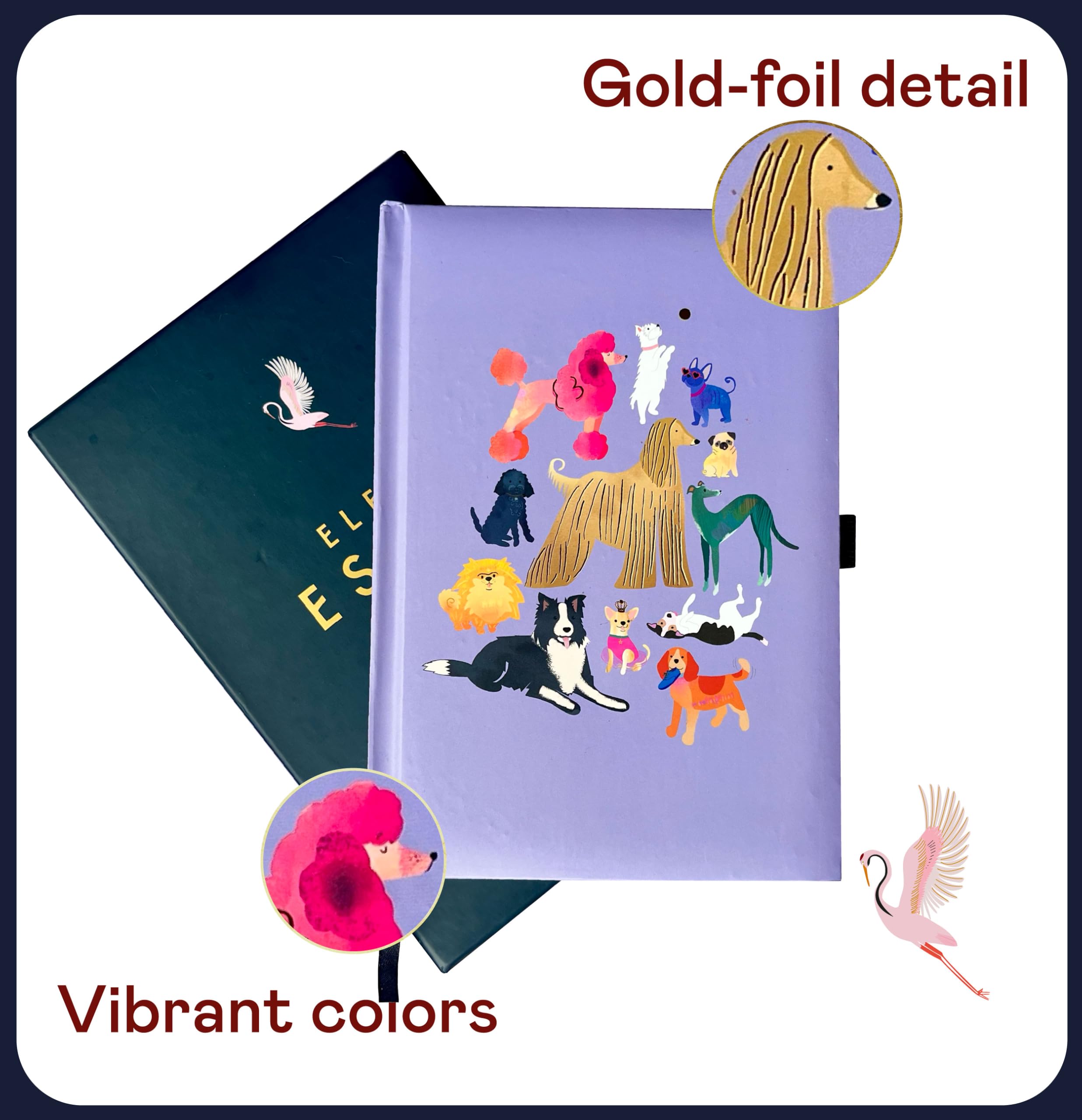 elena-essex-lila-hunde-notizbuch-a5-liniert-goldfolie image 7