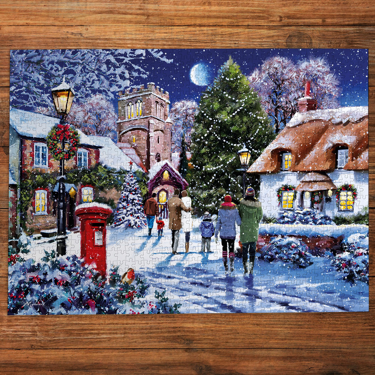 gibsons-traditional-moonlit-stroll-puzzle-1000-weihnachten image 2