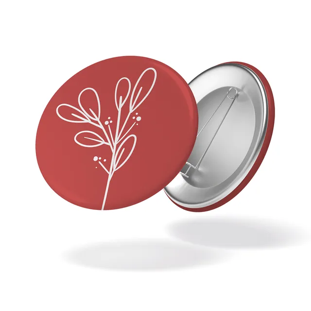 maison-joliette-badges-fleur-fond-rouge-button-32-mm-rote-blume image 1