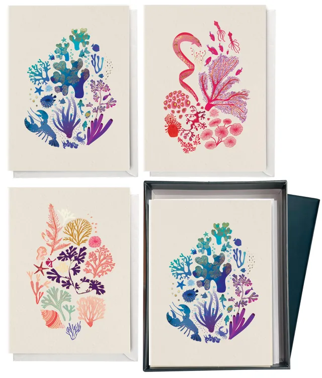 elena-essex-cards-gru-karten-12er-set-koralle-goldfolie image 1