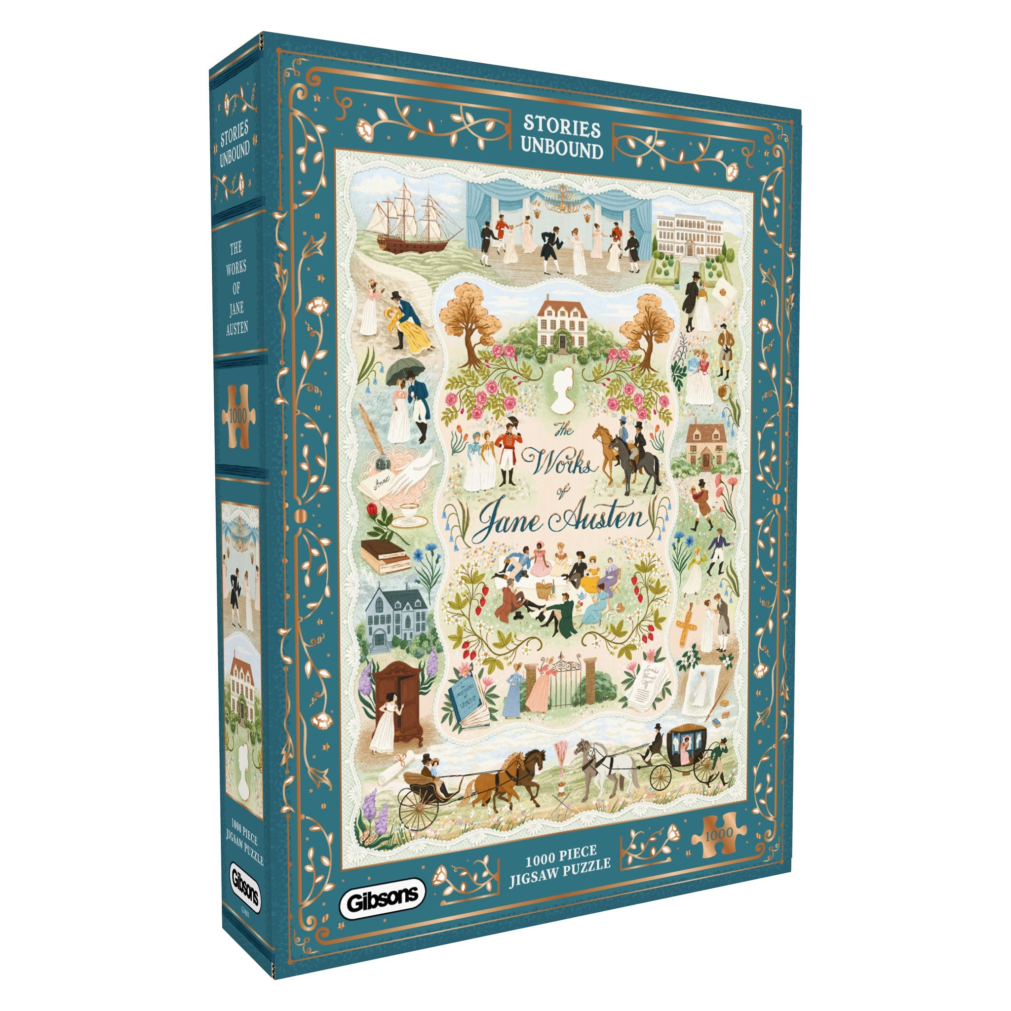 gibsons-stories-unbound-jane-austen-puzzle-1000-teile-mit-goldfolie image 1