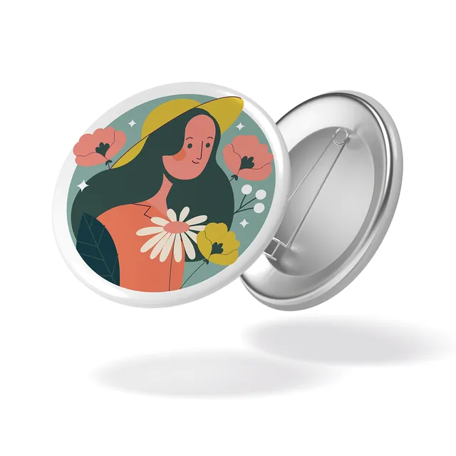 maison-joliette-au-jardin-button-femme-fond-bleu-32-mm-matt image 1