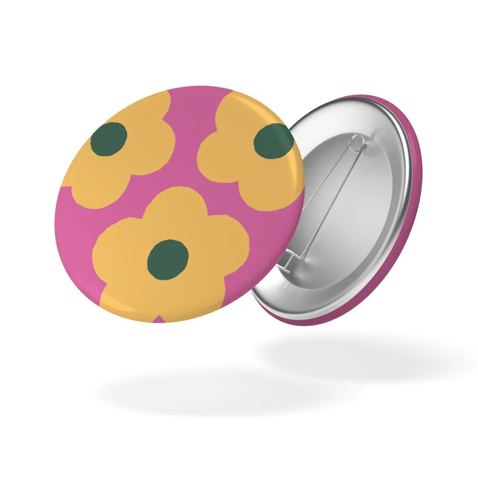 maison-joliette-les-copines-button-pink-flowers-32-mm-matt image 1