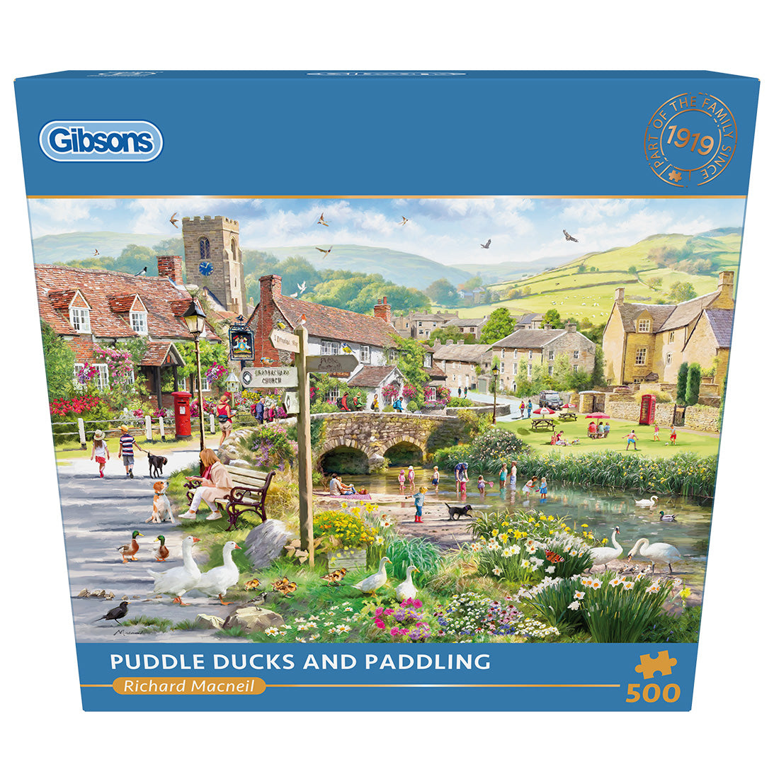 gibsons-puddle-ducks-paddling-puzzle-500-teile-dorf image 5