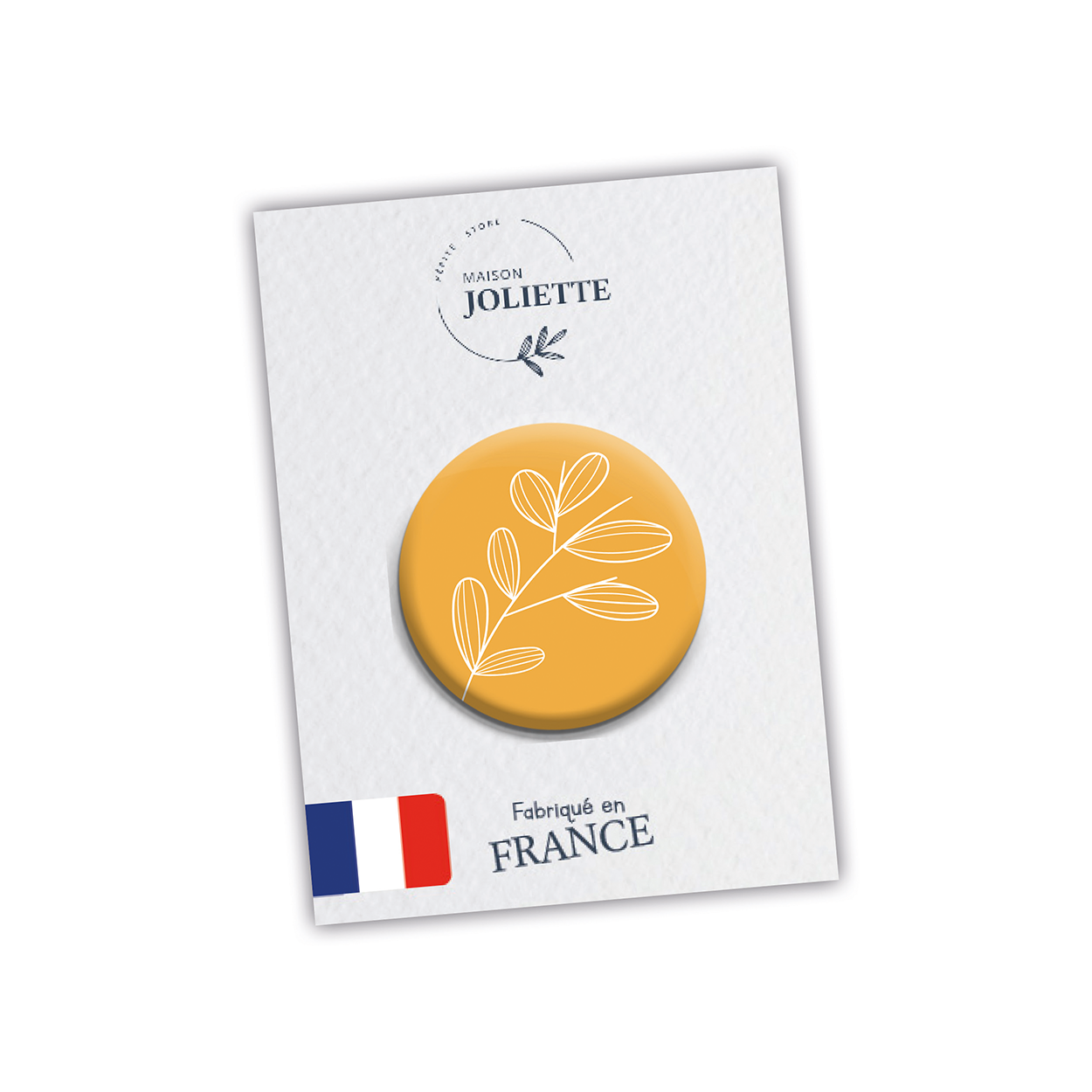 maison-joliette-fleur-fond-jaune-button-32-mm-matt image 2
