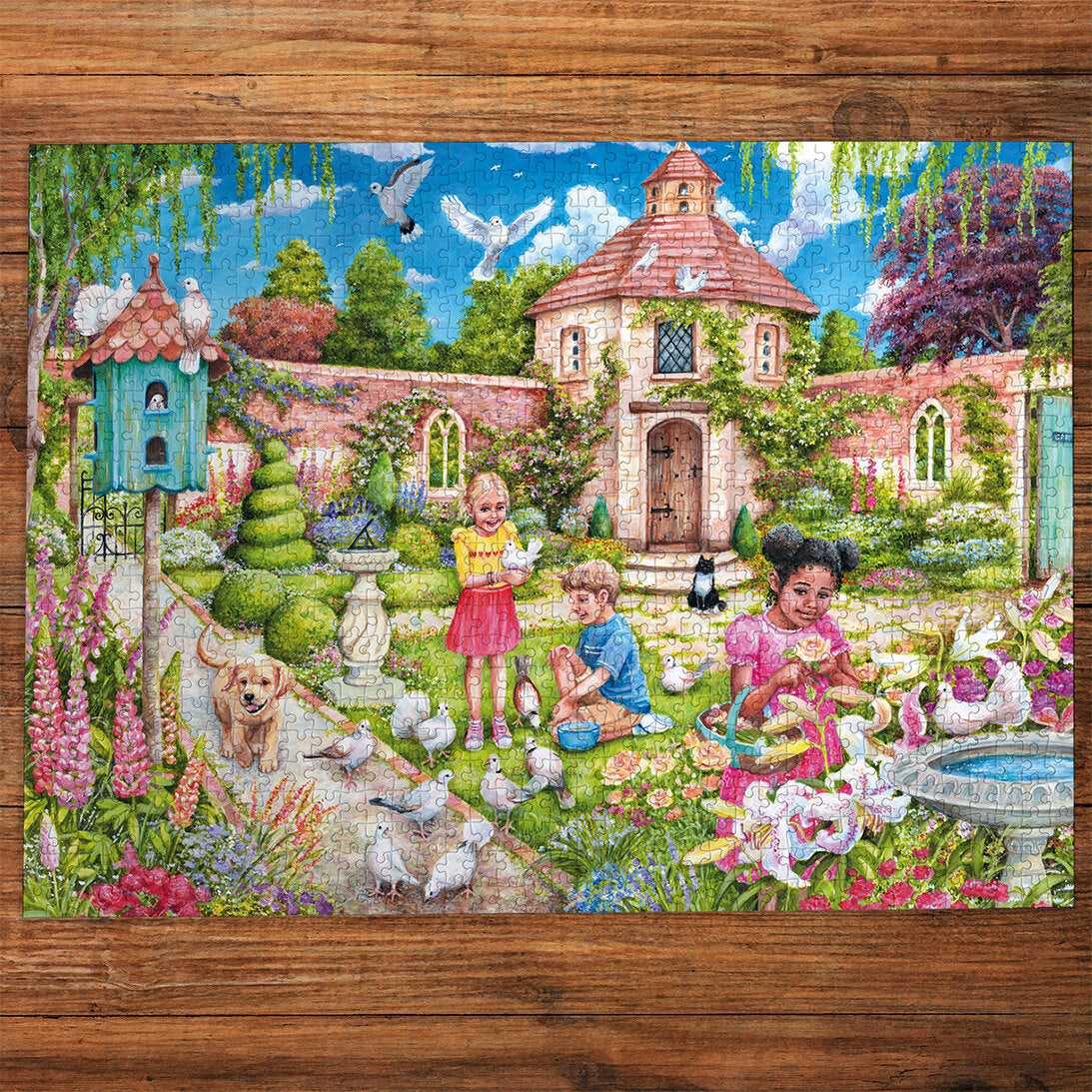 gibsons-the-dovecote-1000-teile-puzzle-garten-tauben image 3