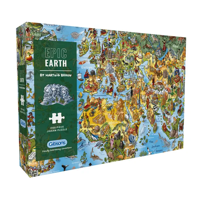 gibsons-epic-earth-puzzle-1000-teile-weltkarte-braun image 1