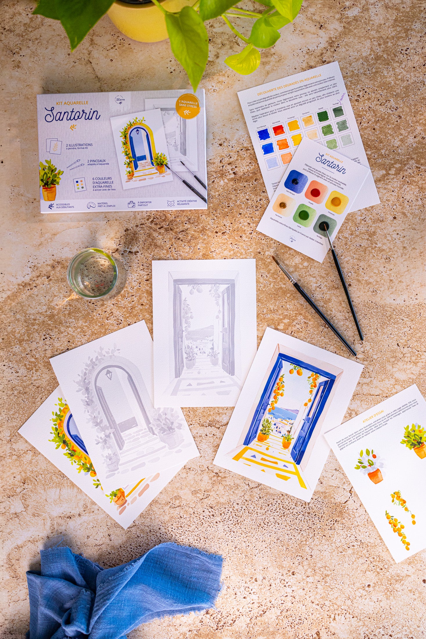 maison-joliette-santorin-aquarell-set-a5-mit-pinseln-anf-nger image 2