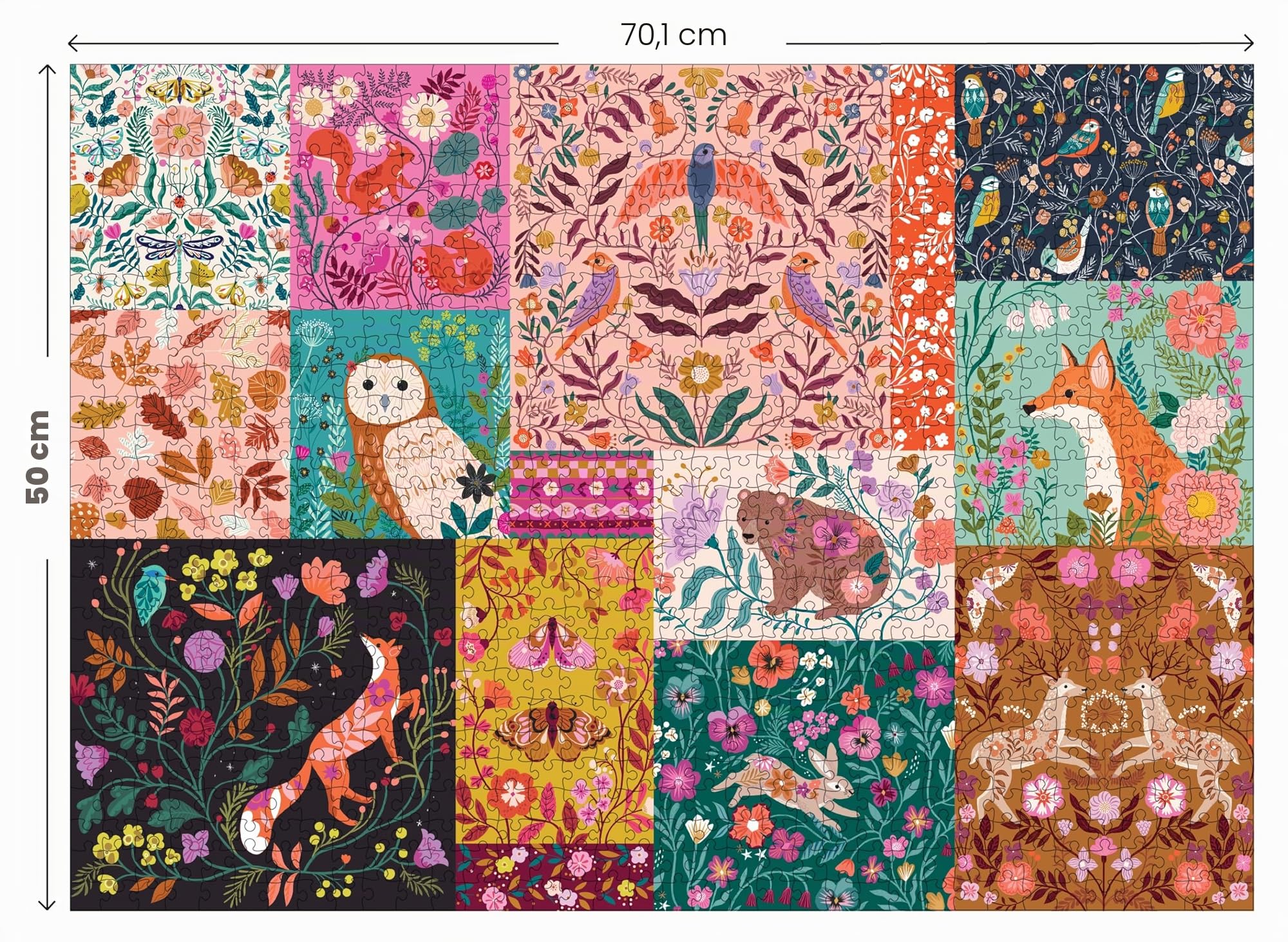elena-essex-patchwork-puzzle-1000-teile-tier-vogel-blume-70x50 image 2
