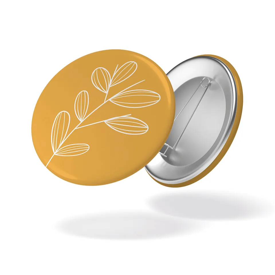 maison-joliette-fleur-fond-jaune-button-32-mm-matt image 1