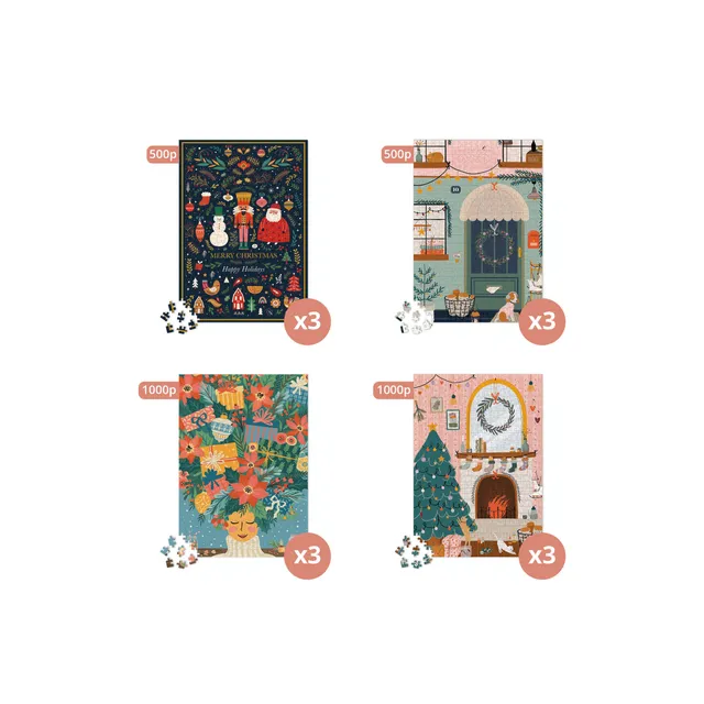 maison-joliette-puzzles-noel-puzzle-set-12-st-ck-500-1000-teile image 1