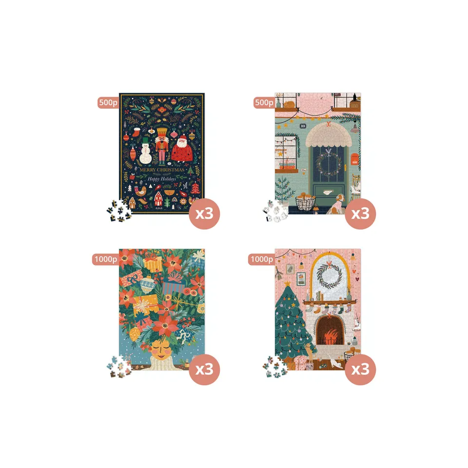 maison-joliette-puzzles-noel-puzzle-set-12-st-ck-500-1000-teile image 1