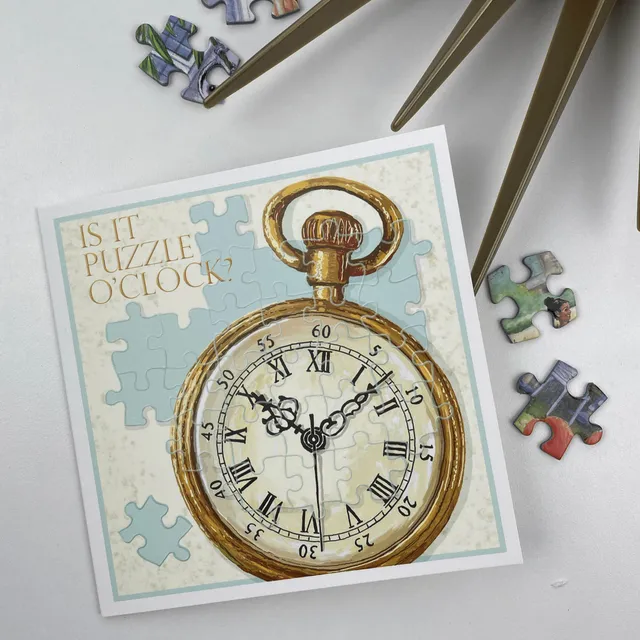 gibsons-puzzle-o-clock-gru-karte-15x15cm-puzzle image 1