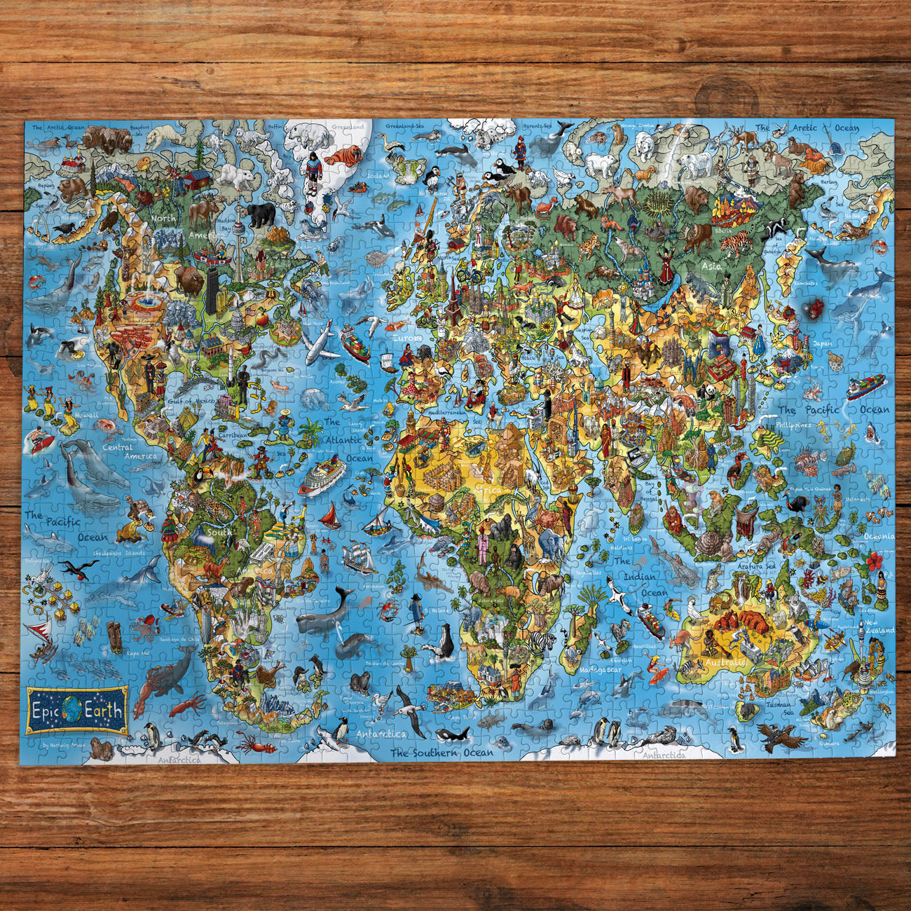 gibsons-epic-earth-puzzle-1000-teile-weltkarte-braun image 2