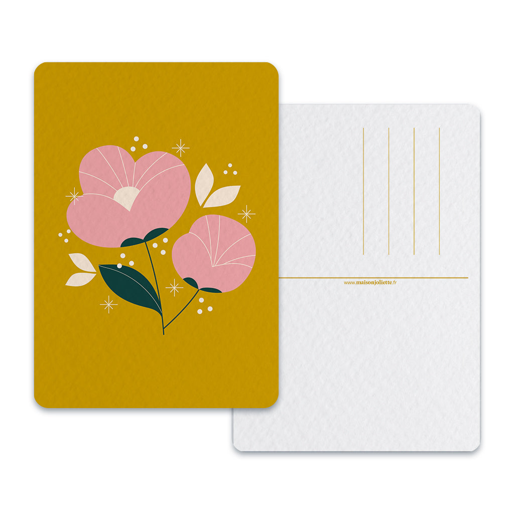 maison-joliette-pivoine-fond-jaune-postkarte-mit-umschlag image 2